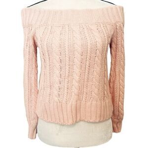 Forever 21 Pink Off-the-Shoulder Chunky Knit Sweater Size Medium